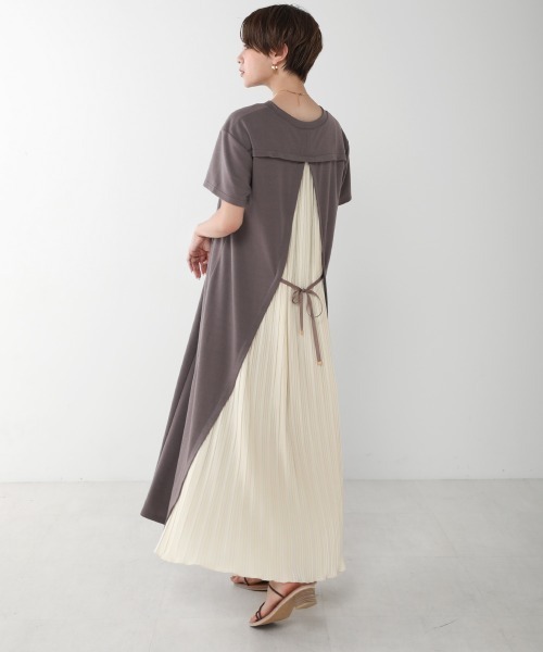 Bon J eloud ブージュルード ロングワンピース プリーツ ベルト付き Bou Jeloud Jeloud(ブージュルード) サイズF 七分袖 一枚で