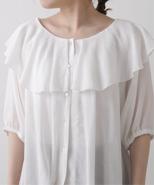 RAY CASSIN（レイカズン）の「楊柳ラッフルカラーブラウス（シャツ/ブラウス・レディース・オフホワイト/カーキ/スミクロ/テラコッタ・FREE）」の19枚目の写真