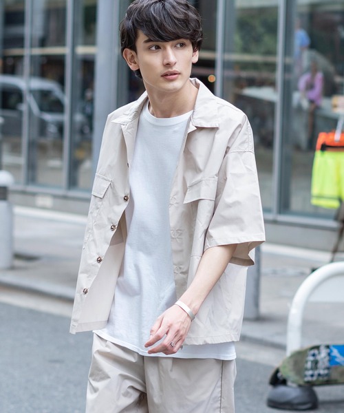 Rocky Monroe（ロッキーモンロー）の「セットアップ タイプライターCPOシャツ&ワイドショーツ ワンマイルウェア（セットアップ・メンズ・ベージュ/ブラック/ブルー/カーキ・LL/L/M）」の14枚目の写真