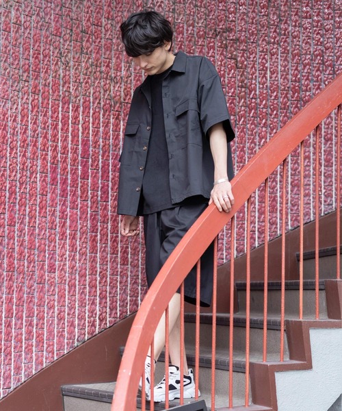 Rocky Monroe（ロッキーモンロー）の「セットアップ タイプライターCPOシャツ&ワイドショーツ ワンマイルウェア（セットアップ・メンズ・ベージュ/ブラック/ブルー/カーキ・LL/L/M）」の10枚目の写真