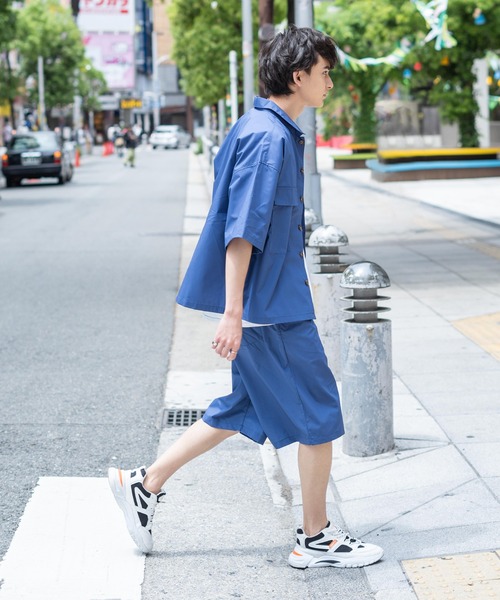 Rocky Monroe（ロッキーモンロー）の「セットアップ タイプライターCPOシャツ&ワイドショーツ ワンマイルウェア（セットアップ・メンズ・ベージュ/ブラック/ブルー/カーキ・LL/L/M）」の22枚目の写真