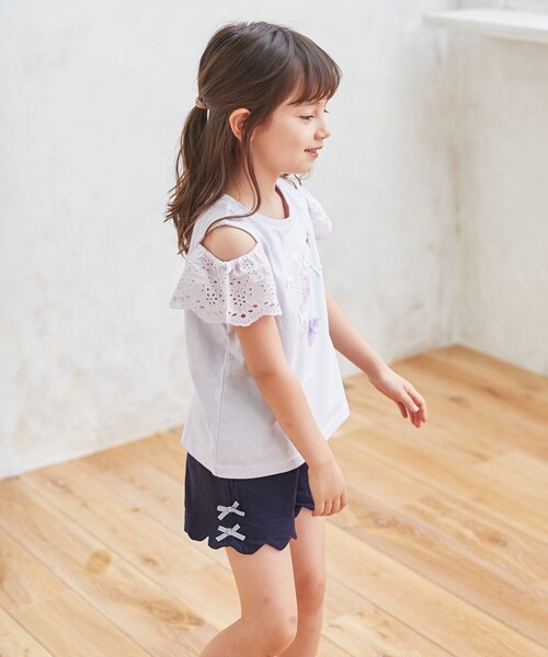 ANY(エニィ)の「接触冷感オンオフショルダー Tシャツ(Tシャツ/カットソー・キッズ・ライトグリーン系/アイボリー系/ライラック系・100/130/110/120)」の7枚目の写真