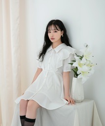 ラッフルフリルシャツワンピ