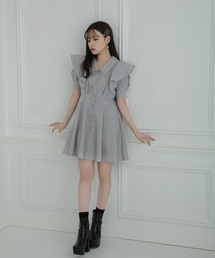 ANDGEEBEE | ラッフルフリルシャツワンピ(シャツワンピース)
