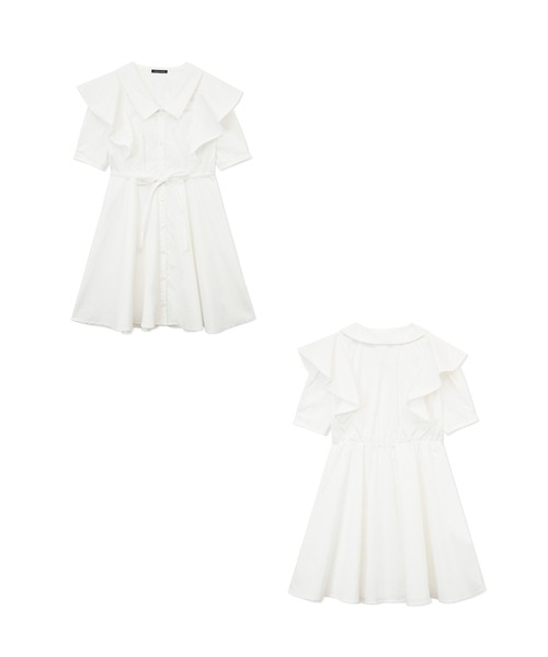 ANDGEEBEE（アンジービー）の「ラッフルフリルシャツワンピ（シャツワンピース・レディース・ブルーグレー/ホワイト/ブラック・MEDIUM）」の17枚目の写真