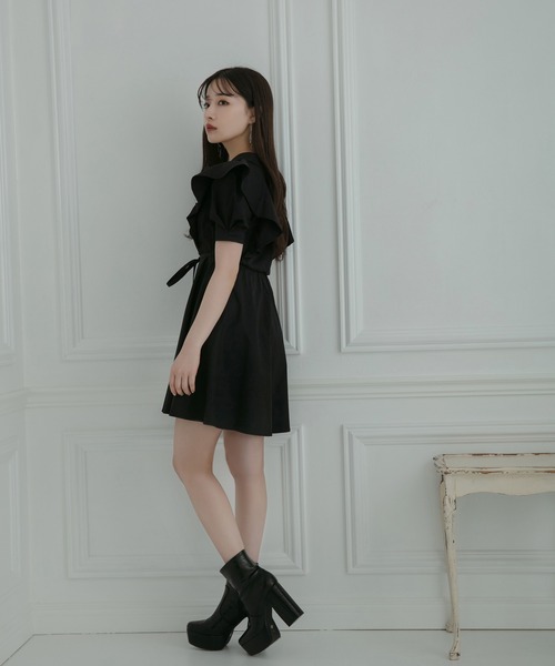 ANDGEEBEE（アンジービー）の「ラッフルフリルシャツワンピ（シャツワンピース・レディース・ブルーグレー/ホワイト/ブラック・MEDIUM）」の21枚目の写真