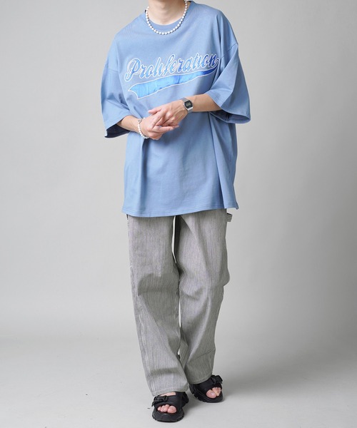 SPINNS（スピンズ）の「ヒッコリーワイドデニムペインターパンツ（その他パンツ・メンズ・ブルー系その他/ホワイト×ネイビー・M/L）」の19枚目の写真