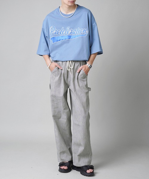 SPINNS（スピンズ）の「ヒッコリーワイドデニムペインターパンツ（その他パンツ・メンズ・ブルー系その他/ホワイト×ネイビー・M/L）」の18枚目の写真