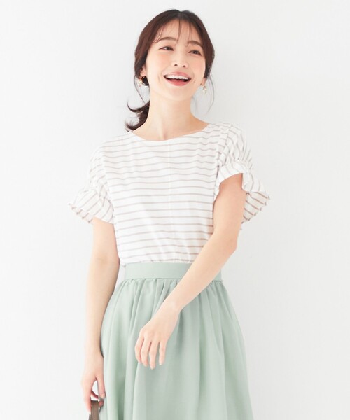 ANY SIS(エニィスィス)の「【NAIL HOLICコラボ】タックスリーブ Tシャツ(Tシャツ/カットソー・レディース・ホワイト系/ブラック系/ベージュ系/ベージュ系1/ネイビー系1/ライラック系/パイングリーン系/オレンジ系・2)」の5枚目の写真