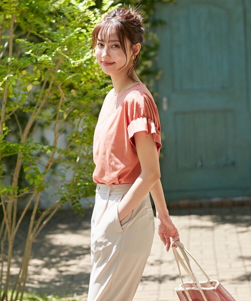 ANY SIS(エニィスィス)の「【NAIL HOLICコラボ】タックスリーブ Tシャツ(Tシャツ/カットソー・レディース・ホワイト系/ブラック系/ベージュ系/ベージュ系1/ネイビー系1/ライラック系/パイングリーン系/オレンジ系・2)」の11枚目の写真