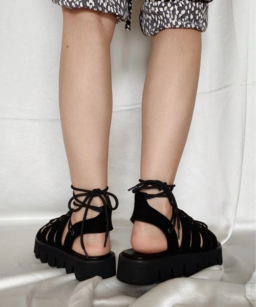 musubore（ムスボレ）の「波ソールレースアップサンダル（サンダル・レディース・ブラック・S/M/L）」の10枚目の写真