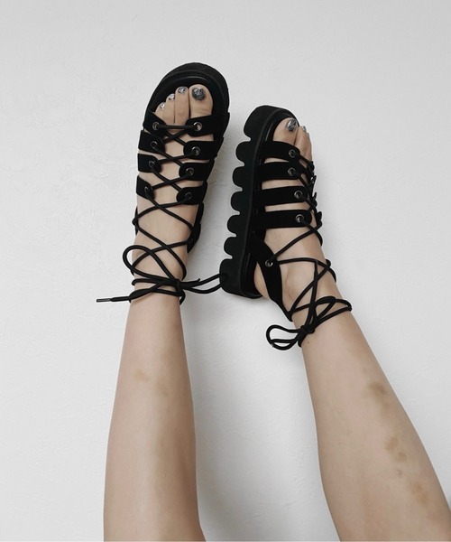 musubore（ムスボレ）の「波ソールレースアップサンダル（サンダル・レディース・ブラック・S/M/L）」の14枚目の写真