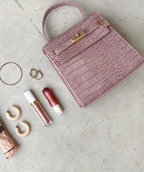 RAY CASSIN(レイカズン)の「型押し2WAYショルダーバッグ(ショルダーバッグ・レディース・ブラック/パープル/キナリ・FREE)」の1枚目の写真