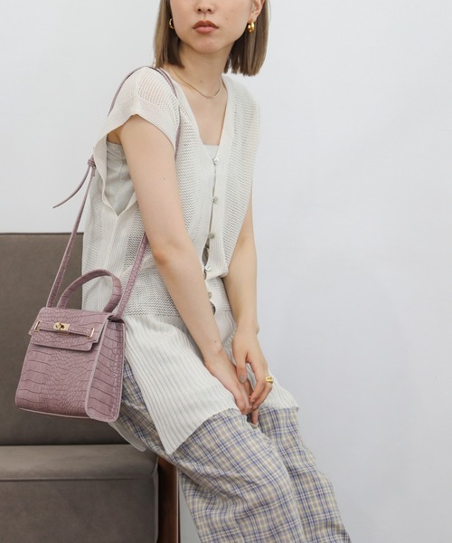 RAY CASSIN(レイカズン)の「型押し2WAYショルダーバッグ(ショルダーバッグ・レディース・ブラック/パープル/キナリ・FREE)」の15枚目の写真