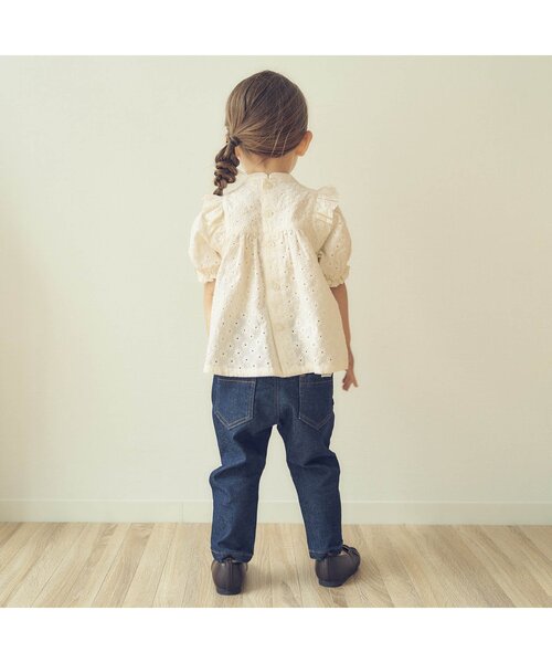 apres les cours（アプレレクール）の「WEB限定 スタンドカラーレースブラウス（シャツ/ブラウス・キッズ・アイボリー/サックスブルー・140/80/110/90/120/100/130）」の3枚目の写真