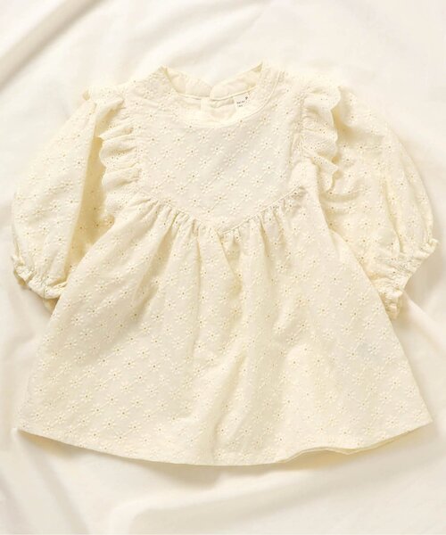 apres les cours（アプレレクール）の「WEB限定 スタンドカラーレースブラウス（シャツ/ブラウス・キッズ・アイボリー/サックスブルー・140/80/110/90/120/100/130）」の4枚目の写真