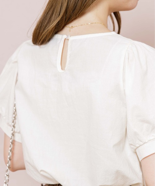 flower（フラワー）の「シンプルレディハーフブラウス（シャツ/ブラウス・レディース・ホワイト/ベージュ・FREE）」の10枚目の写真