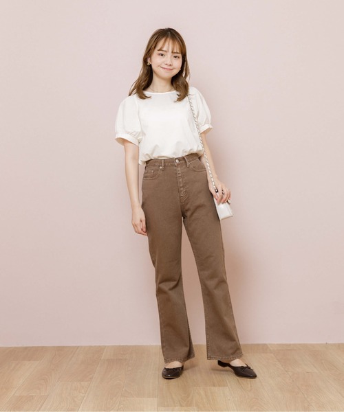 flower（フラワー）の「シンプルレディハーフブラウス（シャツ/ブラウス・レディース・ホワイト/ベージュ・FREE）」の5枚目の写真