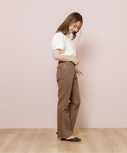 flower（フラワー）の「シンプルレディハーフブラウス（シャツ/ブラウス・レディース・ホワイト/ベージュ・FREE）」の6枚目の写真