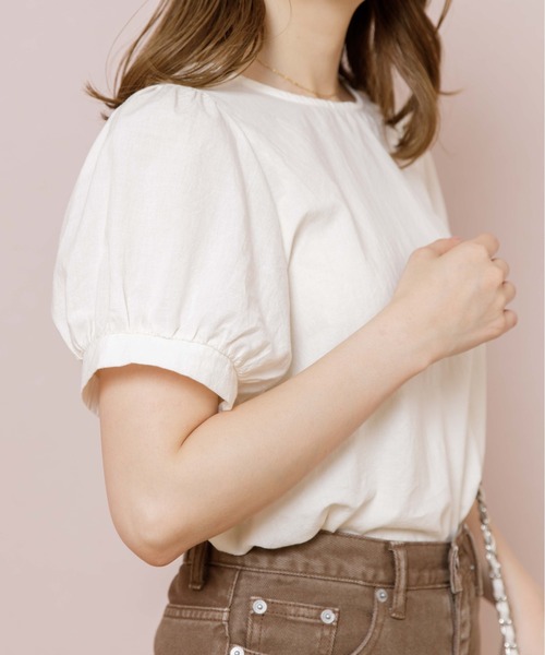 flower（フラワー）の「シンプルレディハーフブラウス（シャツ/ブラウス・レディース・ホワイト/ベージュ・FREE）」の9枚目の写真