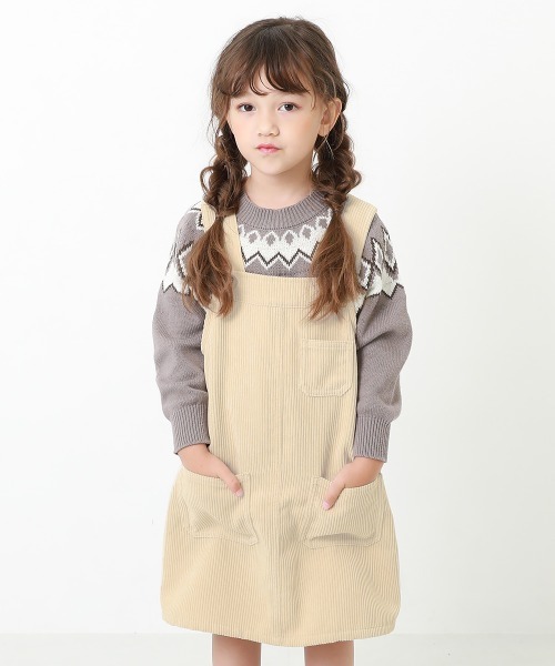 devirock（デビロック）の「コーデュロイジャンパースカート（ジャンパースカート・キッズ・ベージュ/グレー系その他/パープル系その他・150cm/100cm/130cm/110cm/140cm/120cm/160cm）」の3枚目の写真