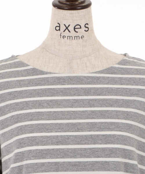 axes femme(アクシーズファム)の「袖刺繍ボーダーTシャツ(Tシャツ/カットソー・レディース・ネイビー/グレー/キナリ・MEDIUM)」の14枚目の写真