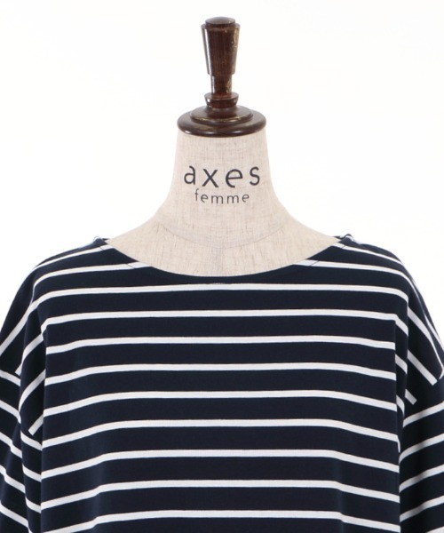 axes femme(アクシーズファム)の「袖刺繍ボーダーTシャツ(Tシャツ/カットソー・レディース・ネイビー/グレー/キナリ・MEDIUM)」の22枚目の写真