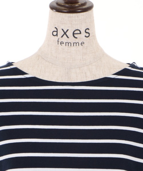 axes femme(アクシーズファム)の「袖刺繍ボーダーTシャツ(Tシャツ/カットソー・レディース・ネイビー/グレー/キナリ・MEDIUM)」の12枚目の写真
