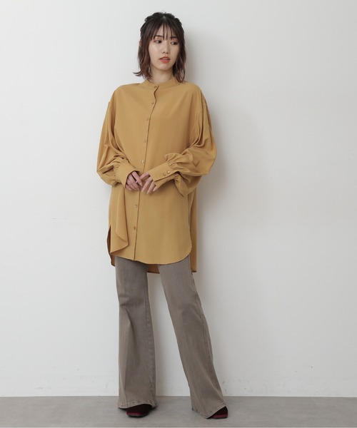 FREE'S MART（フリーズマート）の「【Sシリーズ対応】◆T/Rスタンドネックチュニックシャツ（シャツ/ブラウス・レディース・ホワイト/イエロー・SMALL/MEDIUM）」の6枚目の写真