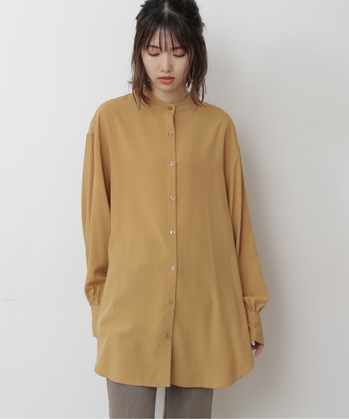 FREE'S MART（フリーズマート）の「【Sシリーズ対応】◆T/Rスタンドネックチュニックシャツ（シャツ/ブラウス・レディース・ホワイト/イエロー・SMALL/MEDIUM）」の5枚目の写真