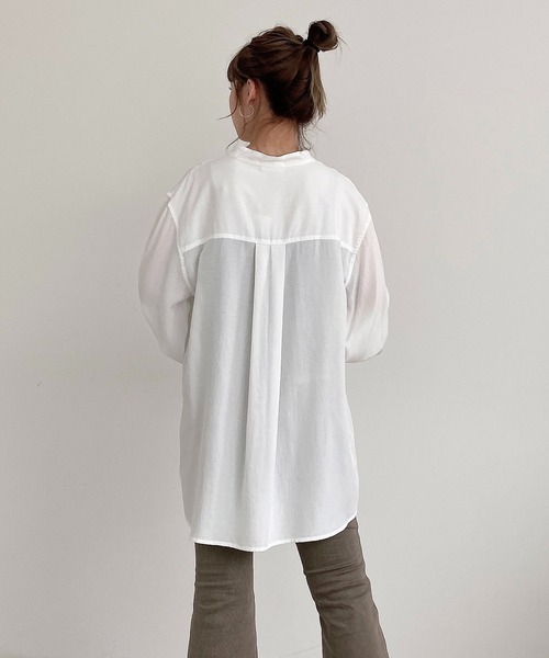 FREE'S MART（フリーズマート）の「【Sシリーズ対応】◆T/Rスタンドネックチュニックシャツ（シャツ/ブラウス・レディース・ホワイト/イエロー・SMALL/MEDIUM）」の10枚目の写真