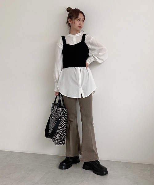 FREE'S MART（フリーズマート）の「【Sシリーズ対応】◆T/Rスタンドネックチュニックシャツ（シャツ/ブラウス・レディース・ホワイト/イエロー・SMALL/MEDIUM）」の11枚目の写真