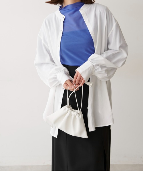 FREE'S MART（フリーズマート）の「【Sシリーズ対応】◆T/Rスタンドネックチュニックシャツ（シャツ/ブラウス・レディース・ホワイト/イエロー・SMALL/MEDIUM）」の14枚目の写真