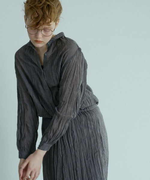 PUAL CE CIN（ピュアルセシン）の「【Du noir】ワッシャー加工ブラウス（シャツ/ブラウス・レディース・チャコールグレー/ベージュ・FREE）」の7枚目の写真