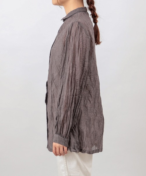 PUAL CE CIN（ピュアルセシン）の「【Du noir】ワッシャー加工ブラウス（シャツ/ブラウス・レディース・チャコールグレー/ベージュ・FREE）」の10枚目の写真