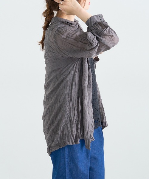 PUAL CE CIN（ピュアルセシン）の「【Du noir】ワッシャー加工ブラウス（シャツ/ブラウス・レディース・チャコールグレー/ベージュ・FREE）」の22枚目の写真