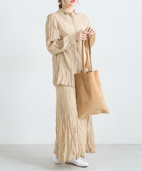 PUAL CE CIN（ピュアルセシン）の「【Du noir】ワッシャー加工ブラウス（シャツ/ブラウス・レディース・チャコールグレー/ベージュ・FREE）」の8枚目の写真