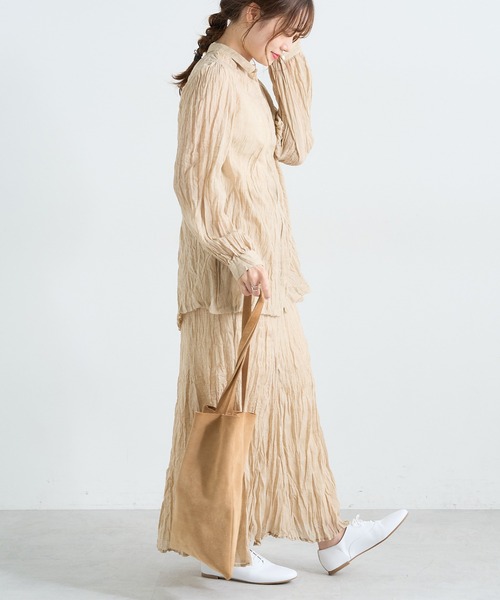 PUAL CE CIN（ピュアルセシン）の「【Du noir】ワッシャー加工ブラウス（シャツ/ブラウス・レディース・チャコールグレー/ベージュ・FREE）」の4枚目の写真