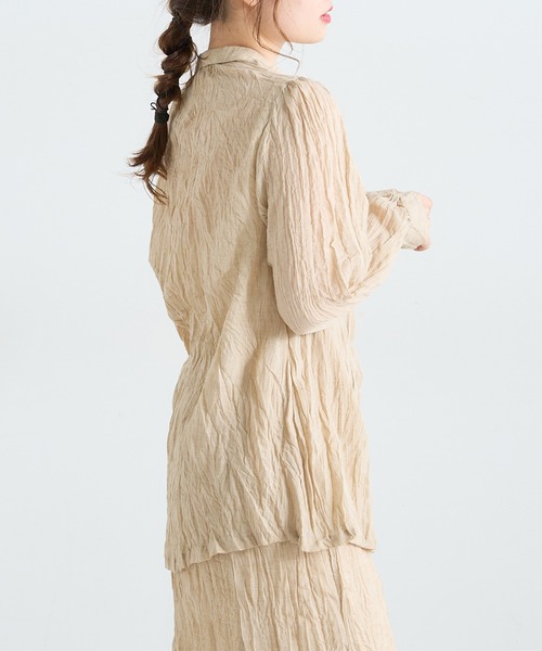 PUAL CE CIN（ピュアルセシン）の「【Du noir】ワッシャー加工ブラウス（シャツ/ブラウス・レディース・チャコールグレー/ベージュ・FREE）」の15枚目の写真