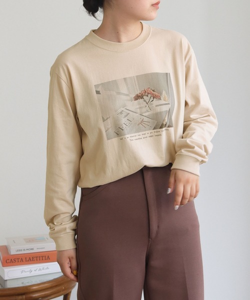 HER CLOSET(ハークローゼット)の「【HERCLOSET】フォトプリントロンT(Tシャツ/カットソー・レディース・チャコールグレー/ホワイト/ホワイト系その他/ベージュ・S/M)」の12枚目の写真