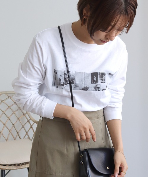 HER CLOSET(ハークローゼット)の「【HERCLOSET】フォトプリントロンT(Tシャツ/カットソー・レディース・チャコールグレー/ホワイト/ホワイト系その他/ベージュ・S/M)」の21枚目の写真