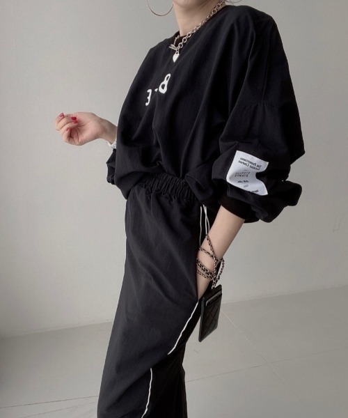 Diosfront（ディオスフロント）の「フロントロゴオーバーサイズブラウス+バックスリットロングスカートセットアップ（セットアップ・レディース・ブラック/ブラック系その他/グレー/ベージュ・FREE/L/M）」の14枚目の写真