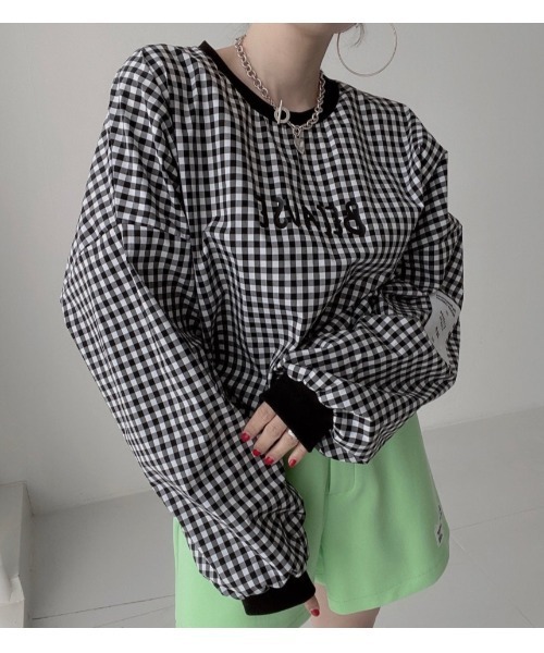 Diosfront（ディオスフロント）の「フロントロゴオーバーサイズブラウス+バックスリットロングスカートセットアップ（セットアップ・レディース・ブラック/ブラック系その他/グレー/ベージュ・FREE/L/M）」の19枚目の写真