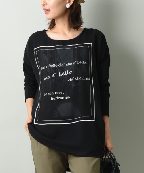 INTERPLANET（インタープラネット）の「３Ｄ長袖Ｔシャツ（Tシャツ/カットソー・レディース・ブラック/オフホワイト・FREE）」の2枚目の写真