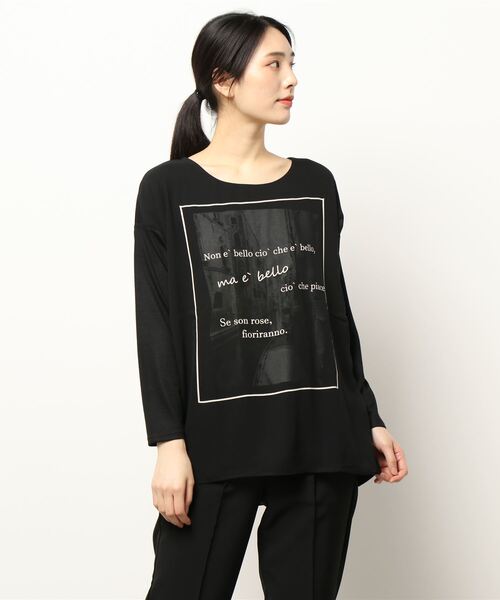 INTERPLANET（インタープラネット）の「３Ｄ長袖Ｔシャツ（Tシャツ/カットソー・レディース・ブラック/オフホワイト・FREE）」の5枚目の写真