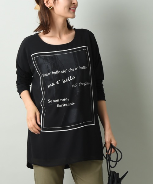 INTERPLANET（インタープラネット）の「３Ｄ長袖Ｔシャツ（Tシャツ/カットソー・レディース・ブラック/オフホワイト・FREE）」の10枚目の写真