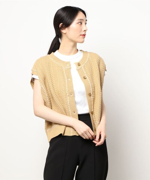 ehka sopo（エヘカソポ）の「ハンドステッチニットベスト（ベスト・レディース・ブラック/ベージュ/キナリ・ﾌﾘ-）」の8枚目の写真