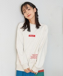 MILKFED. | EMBROIDERED BAR RAGLAN SWEAT TOP(スウェット)
