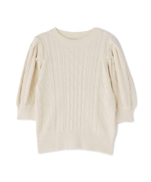 N.(N. Natural Beauty Basic)(エヌエヌナチュラルビューティーベーシック)の「◆ボリュームスリーブケーブルニット(ニット/セーター・レディース・オフホワイト/ブラウン/グリーン・MEDIUM)」の12枚目の写真