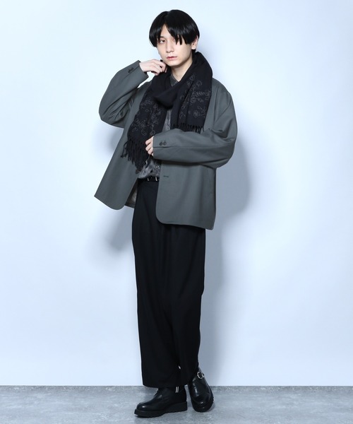 HARE（ハレ）の「シシュウストール(HARE)（ストール/ショール・メンズ・ブラック/ネイビー・FREE）」の4枚目の写真